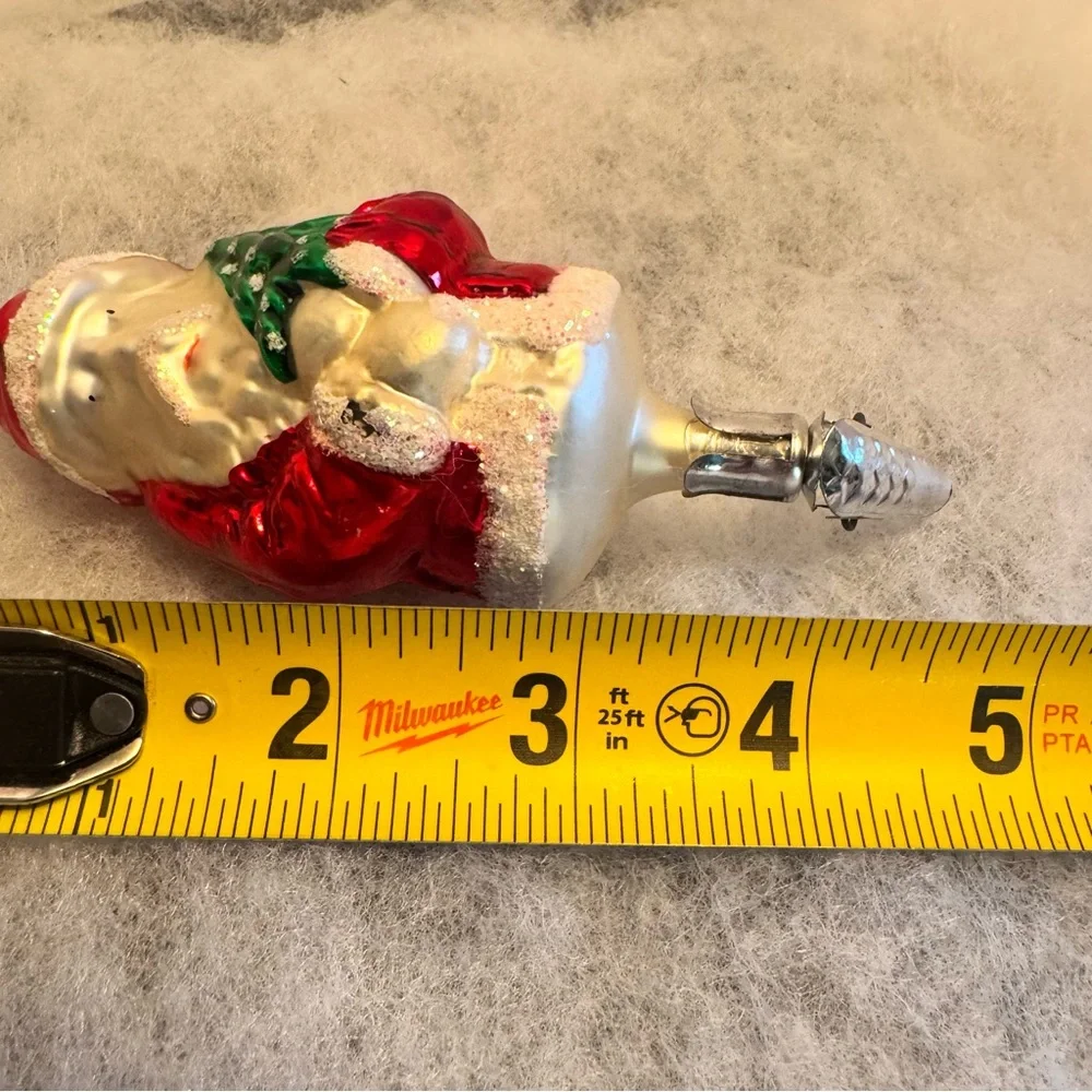 Vintage Hand Blown Red Mercury Glass Santa Claus Clip On Christmas Tree Ornament